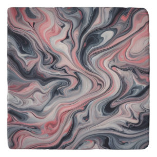 Swirling Shades of Pink, Grey, and White Trivet