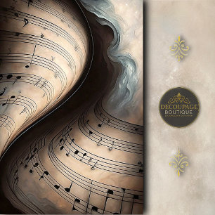 Swirling Sheet Music in Soft Teal Decoupage