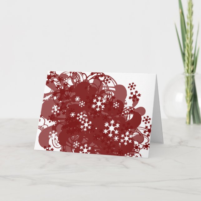 Swirling Snow Red Holiday Card (Front)