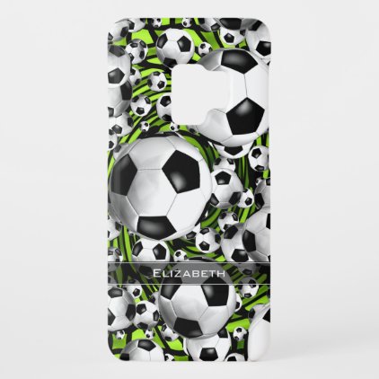Swirling soccer balls digital art lime women's Case-Mate samsung galaxy s9 case