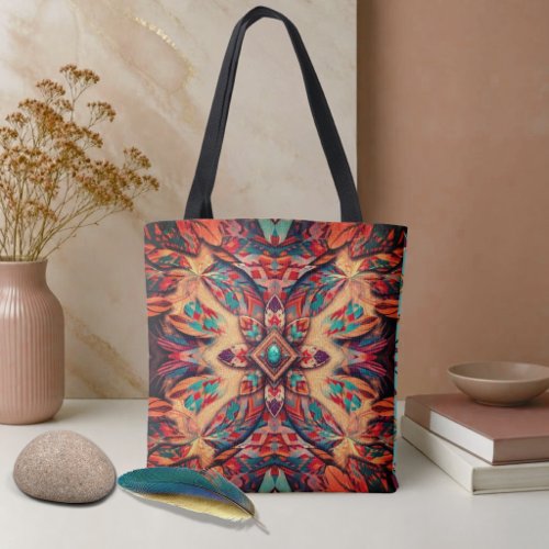 Swirling Southwest Feathers Tote Bag