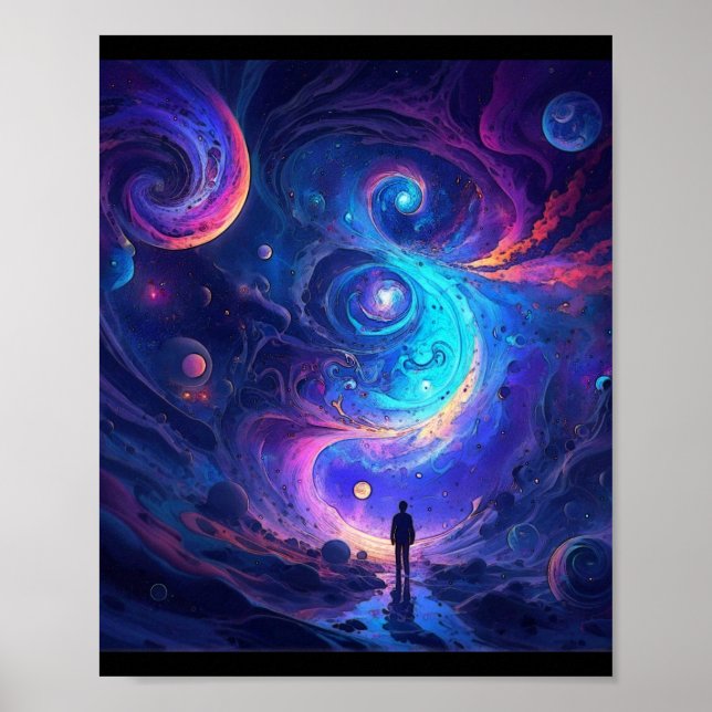Swirling Space Warp Surreal Painting Print (Front)