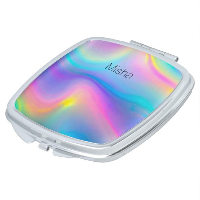 Swirling Spectrum Compact Mirror (Turned)