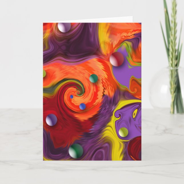 Swirling Spheres Abstract Greeting or Note Card (Front)