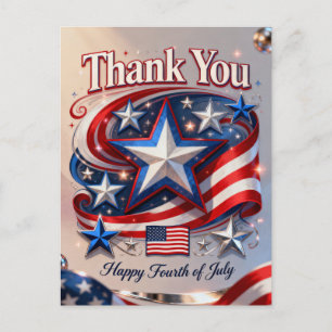 Swirling Stars and Stripes July 4th Holiday Postcard