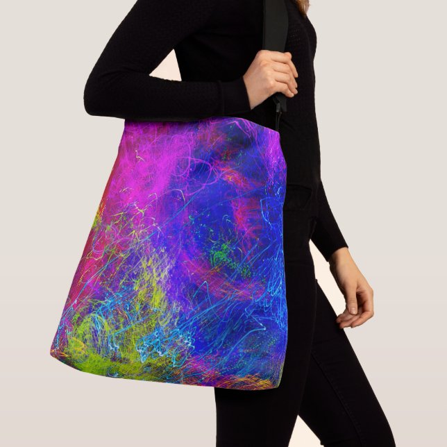 Swirling String Painting Multi-Color Design   Crossbody Bag (Close Up)