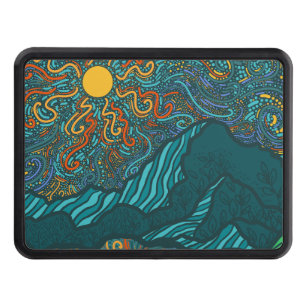 Swirling Sun and Sky with Mountains  Hitch Cover