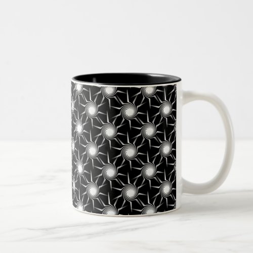 Swirling Suns Mug Black and White Two_Tone Coffee Mug