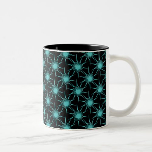 Swirling Suns Mug Bright Teal Two_Tone Coffee Mug