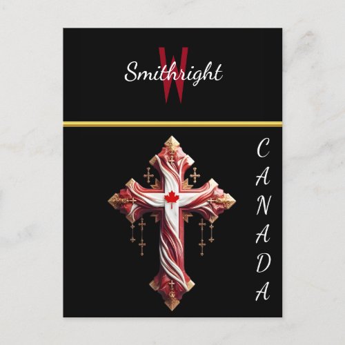 Swirling Symmetry Red and White Cross on Wall Postcard