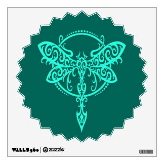 Swirling Teal Blue Dragonfly Wall Decal