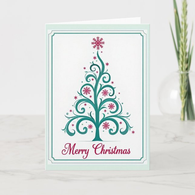 Swirling Teal Tree Card (Front)