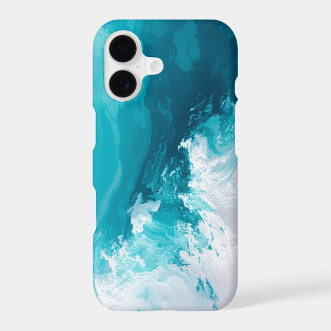 Swirling Turquoise Waves Abstract Ocean Wave Art iPhone Case (Back)