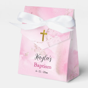 Swirling & Twirling Pink Clouds Baptism Favor Box