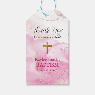 Swirling & Twirling Pink Clouds Baptism Gift Tags