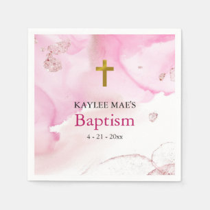 Swirling & Twirling Pink Clouds Baptism Napkins