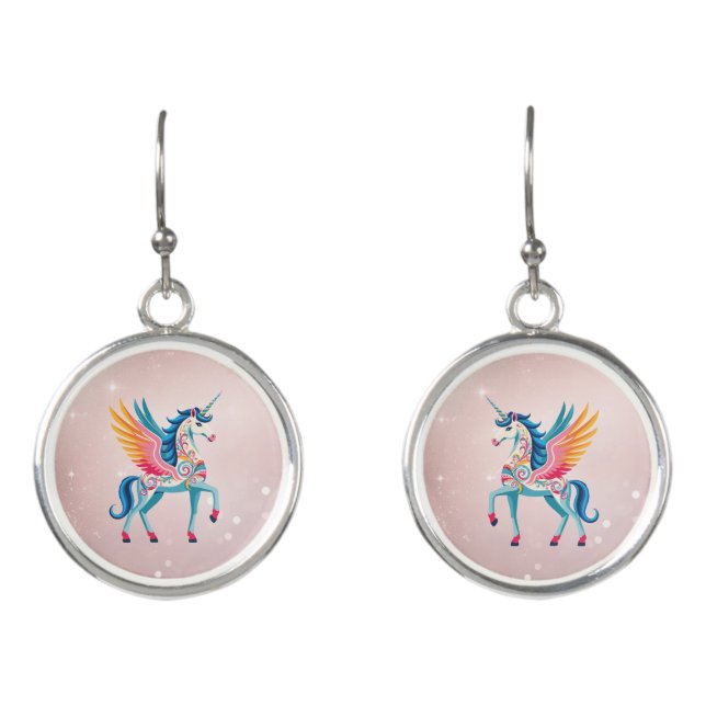 Swirling Unicorn Earrings (Front)