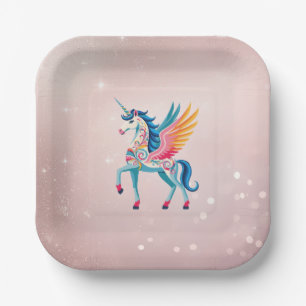 Swirling Unicorn Paper Plates
