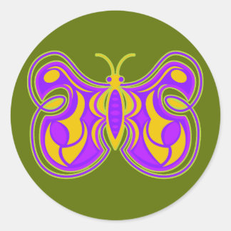 Swirling Vintage Butterfly Classic Round Sticker