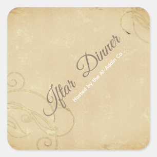 swirling vintage floral -Iftar Square Sticker