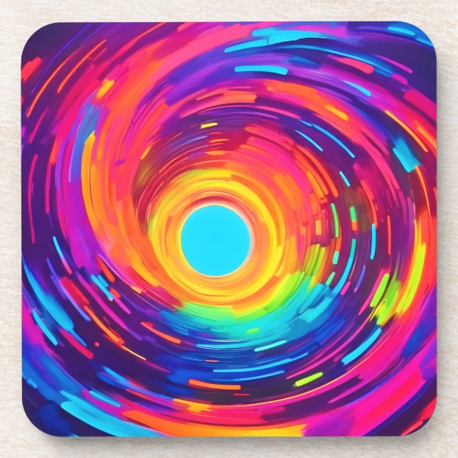 Swirling Vortex Abstract Art Beverage Coaster (Front)