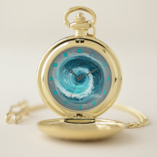 Swirling Water Spiral Vortex Shape Design Pocket Watch