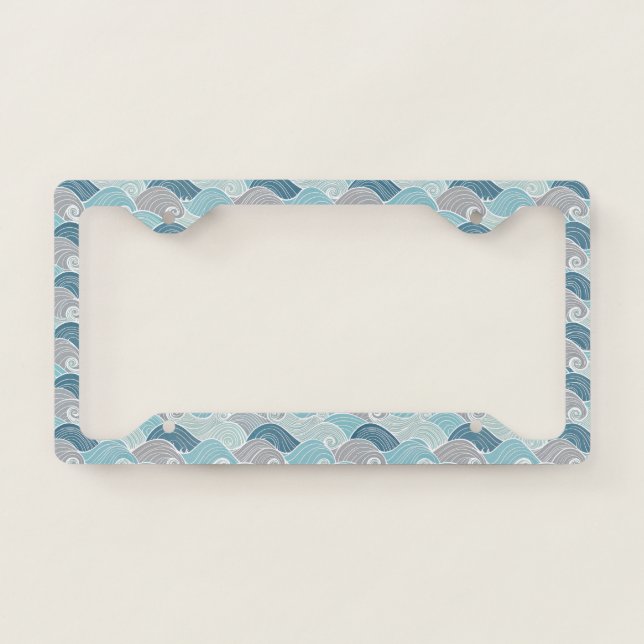 Swirling Waves License Plate Frame (Front)