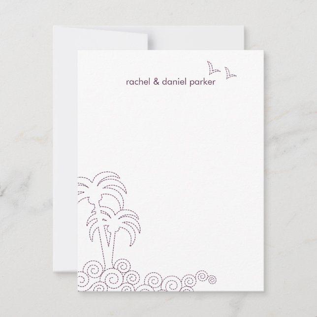 Swirling Waves Thank You Card - Eggplant (Front)