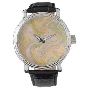Swirling Yellow and Green Abstract Art Watch
