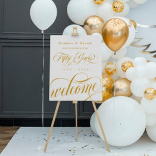 Swirls 50th Wedding Anniversary Welcome Foam Board