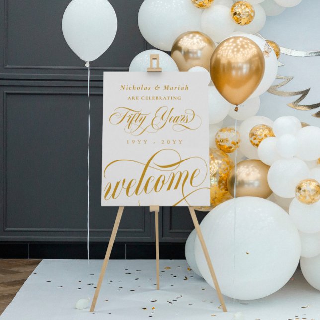 Swirls 50th Wedding Anniversary Welcome Foam Board (Creator Uploaded)