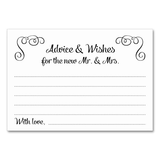 Swirls Advice and Wishes Wedding Cards (Front)
