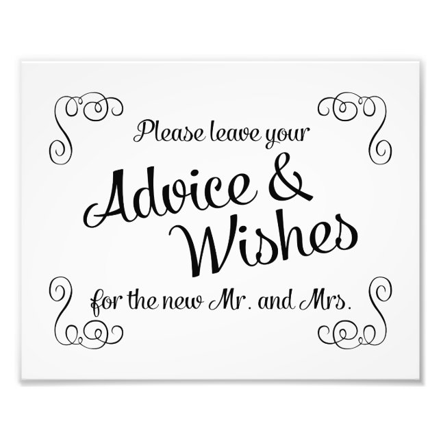 Swirls Advice and Wishes Wedding Print (Front)