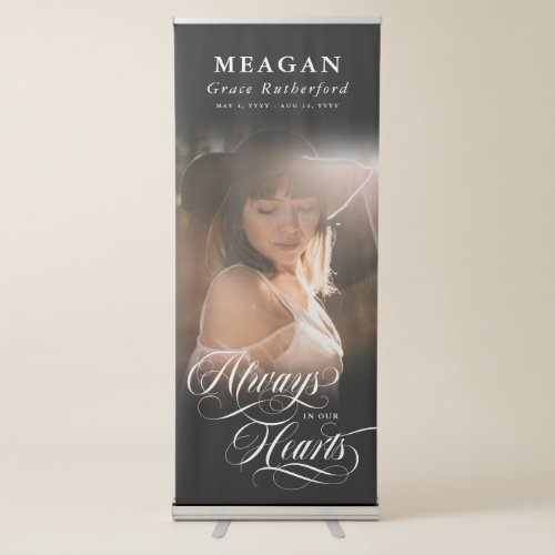 Swirls Always In Our Hearts Photo  Name Retractable Banner
