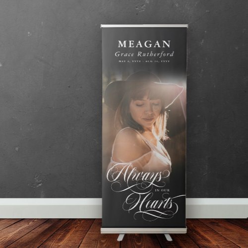 Swirls Always In Our Hearts Photo  Name Retractable Banner