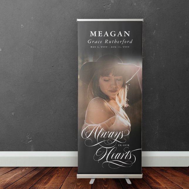 Swirls Always In Our Hearts Photo & Name Retractable Banner (Creator Uploaded)