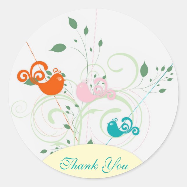 Swirls and Birds wedding sticker (Front)