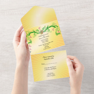 Swirls and Butterflies All In One Invitation