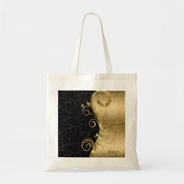 Swirls And Damask Tote Bag (Front)