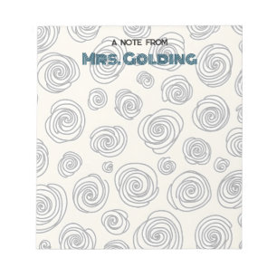 Swirls and Doodles Personalized Teacher Gift Notepad
