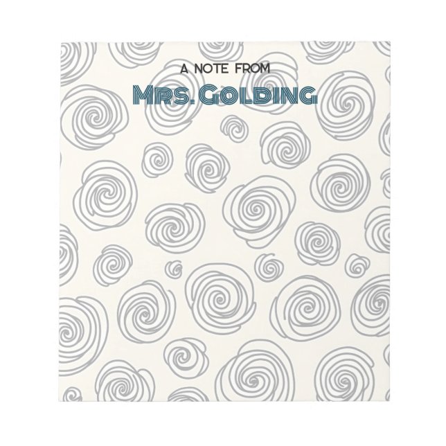 Swirls and Doodles Personalized Teacher Gift Notepad (Front)