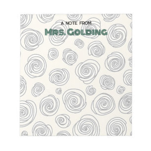 Swirls and Doodles Personalized Teacher Gift Notepad