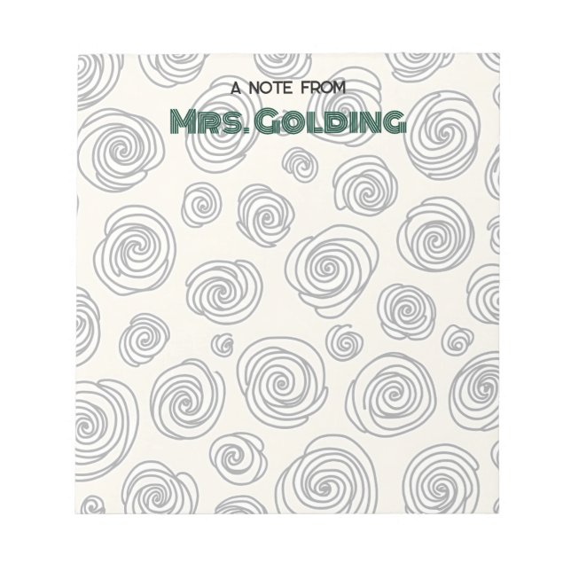 Swirls and Doodles Personalized Teacher Gift Notepad (Front)