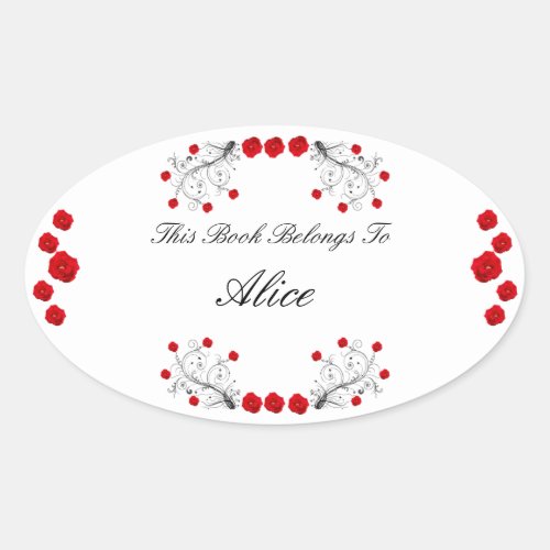 Swirls and Roses Oval Sticker