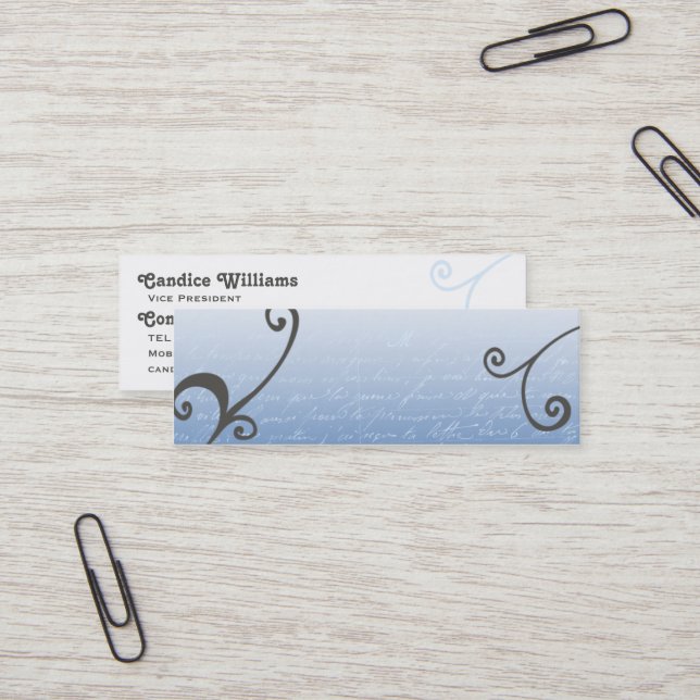Swirls and Script Template Mini Business Card (Front/Back In Situ)