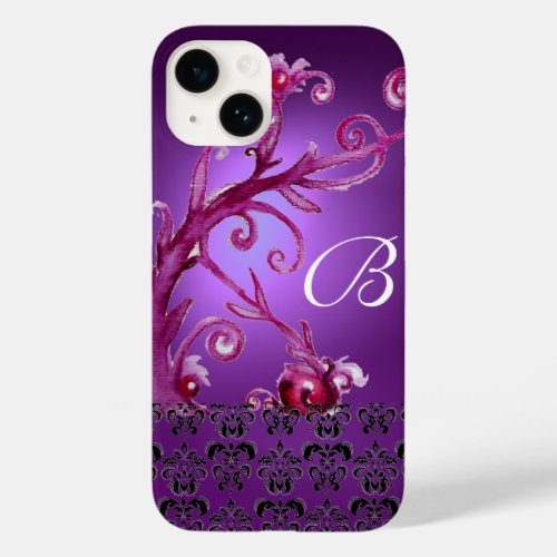 SWIRLS BERRIES DAMASK MONOGRAM pink black purple Case_Mate iPhone 14 Case