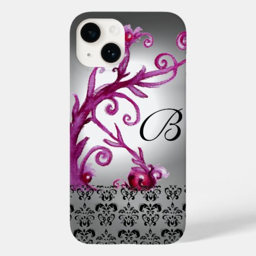 SWIRLS BERRIES DAMASK MONOGRAM pink white black Case_Mate iPhone 14 Case