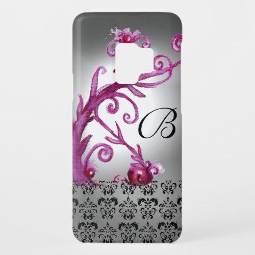 SWIRLS BERRIES DAMASK MONOGRAM pink white black Case_Mate Samsung Galaxy S9 Case