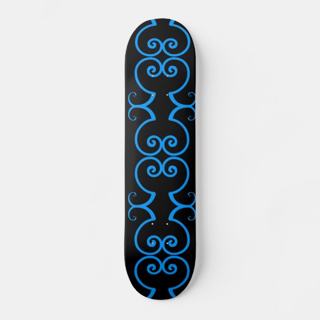 SWIRLS blue AND BLACK skateboard deck (Front)