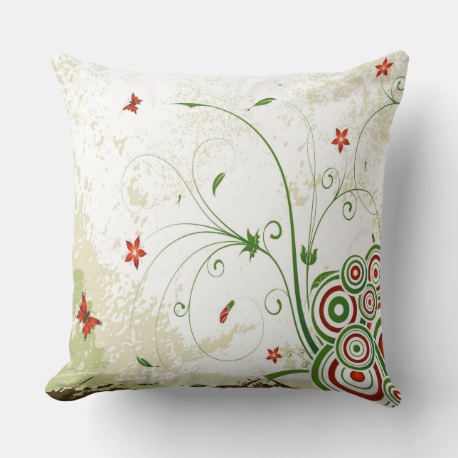Swirls, Butterflies and Spheres Throw Pillow (Front)